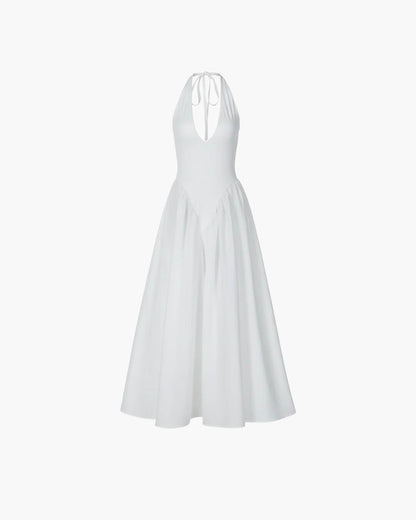 SOKYND Yara Deep Neck Maxi Dress DressWhiteXL