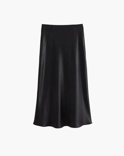 SOKYND Yui High Waist Black Satin Midi Skirt SkirtLight BlueXS