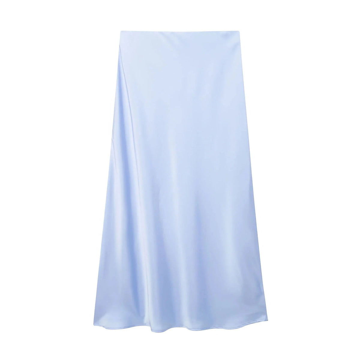 SOKYND Yui High Waist Black Satin Midi Skirt SkirtLight BlueXS