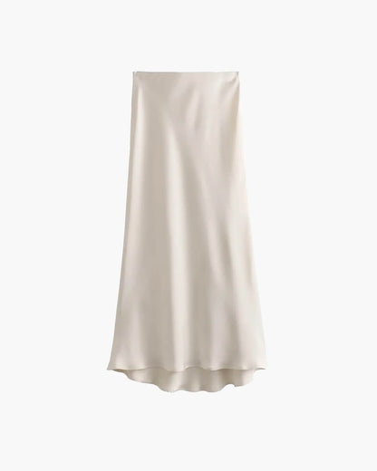 SOKYND Yui High Waist Black Satin Midi Skirt SkirtNavy BlueXS