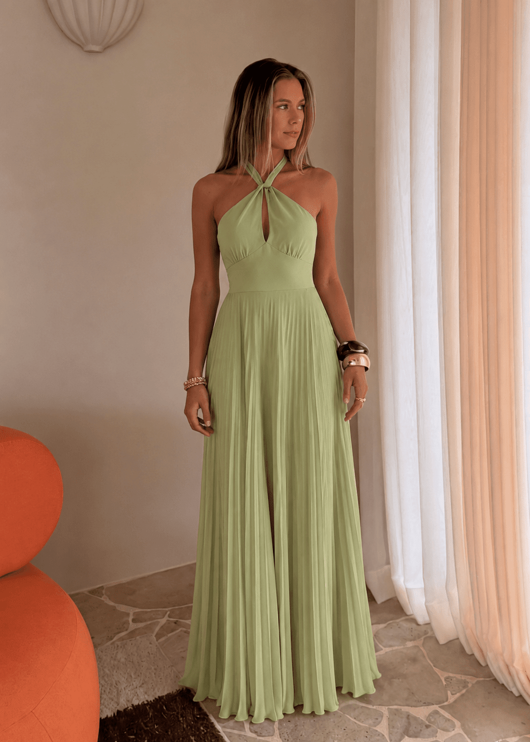 SOKYND Zaneta Halter Pleated Maxi Dress DressSOKYND-894039-S-OS-38551S