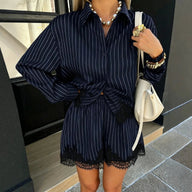 Zenaida Pinstripe Shorts Set