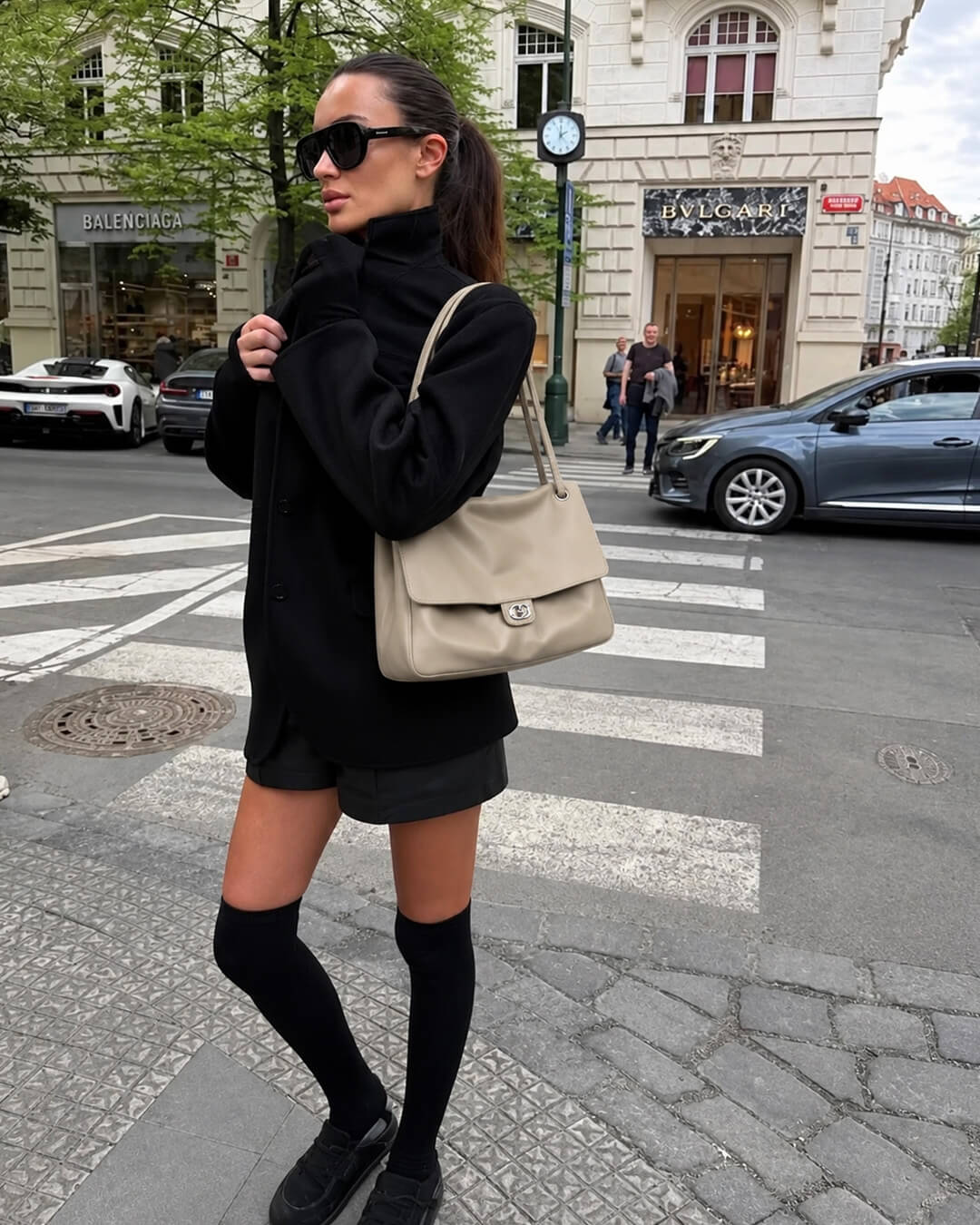 SOKYND Zoe Buckle Flap Shoulder Bag BagSOKYND-674839-BLA-36-22039Black36×24×11 cm