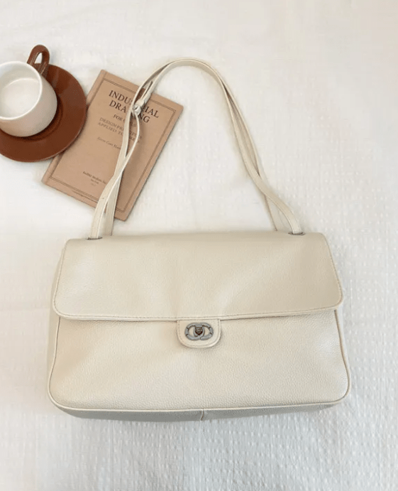 SOKYND Zoe Buckle Flap Shoulder Bag BagWhite36×24×11 cm